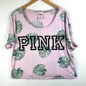 Pink Victoria's Secret Womens Graphic Sleepwear Cropped Top Size M Short Sleeve